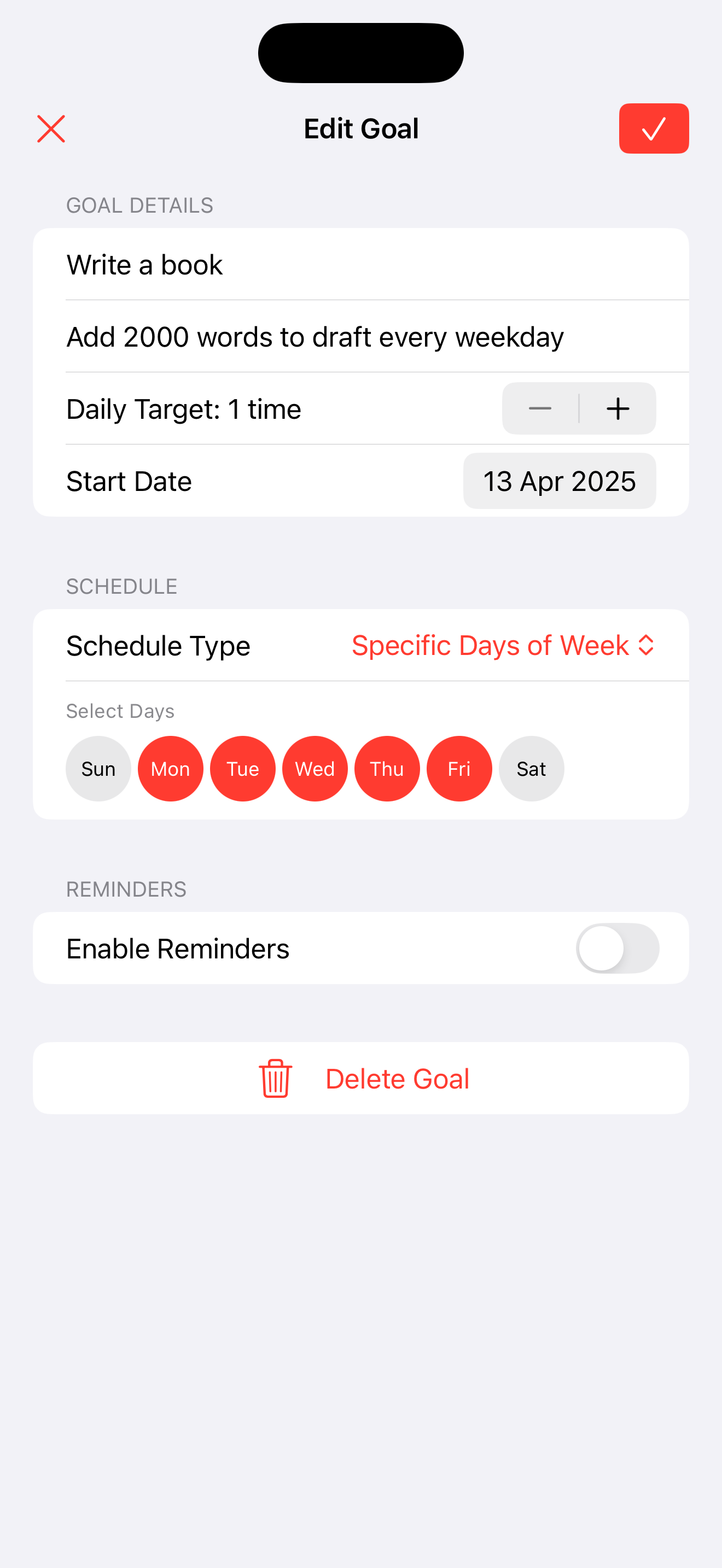 Calendar and Streak View